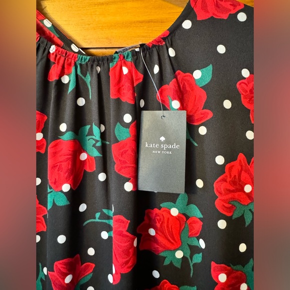 Kate Spade rose dot print, rondneck and center back keyhole closure shift dress - Picture 3 of 6